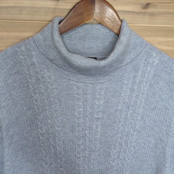 Talbots Sweater Womens 3X Gray Turtleneck Cable Knit - Picture 2 of 7